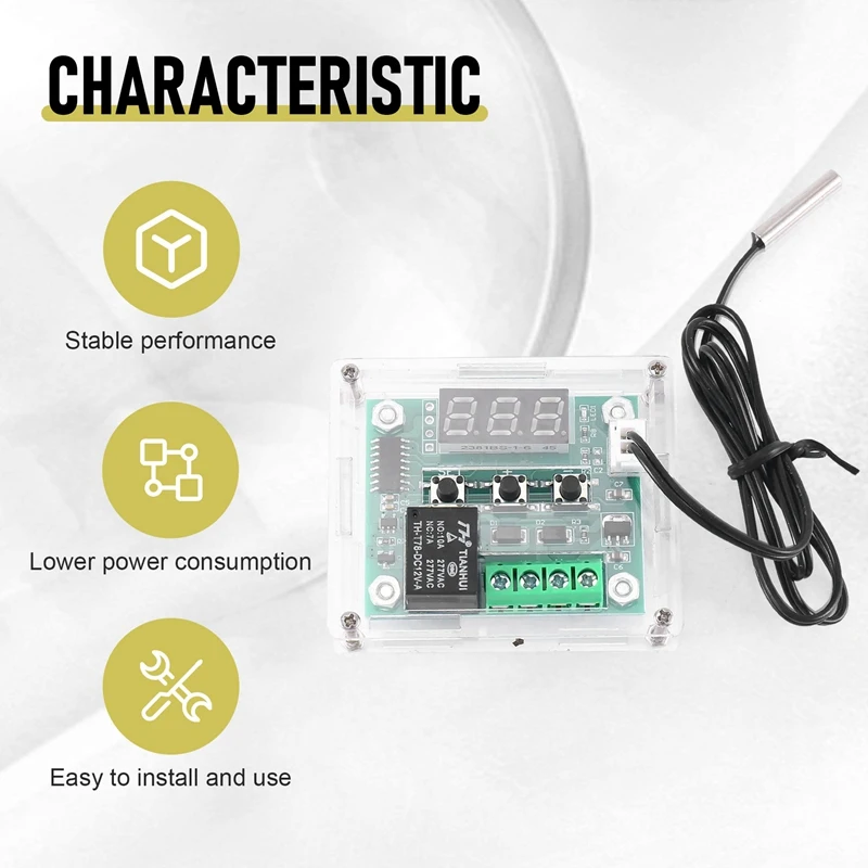 FULL-W1209 DC 12V Thermostat Temperature Control Switch Thermometer Controller With Digital LED Display With Case