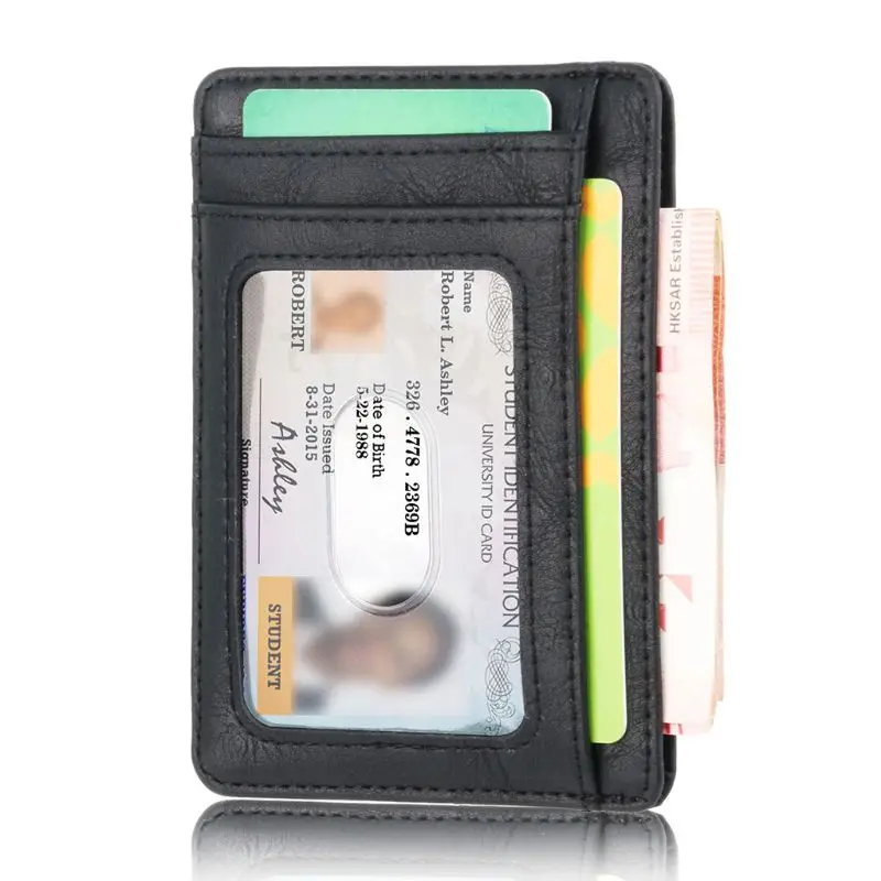 New Slim RFID Blocking Leather Wallet Credit ID Card Holder Purse Money Case for Men Women 11.5x8x0.5cm