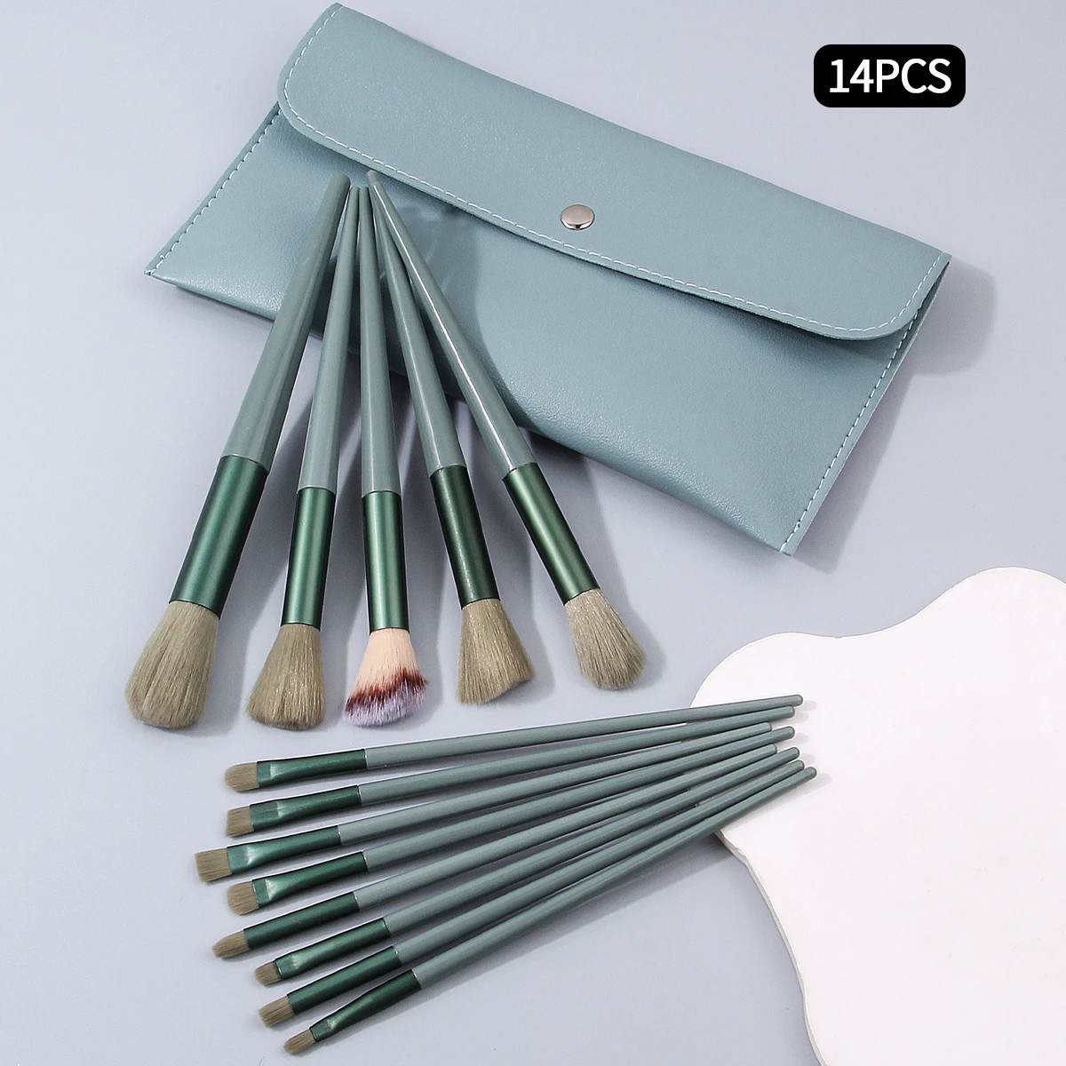 تتضمن مجموعة فرش المكياج عالية الجودة مكونة من 14 قطعة غطاء فرشاة الوجه متعدد الوظائف وحقيبة تخزين بسيطة ومحمولة #1