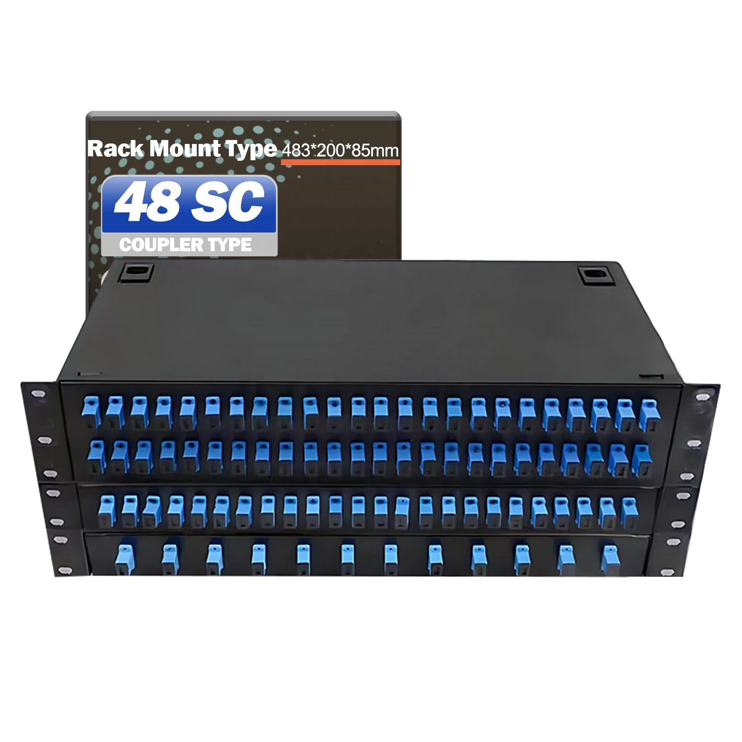 1U 2U 4 12 24 48 Port Rack Mounted Fiber Port Optic Cable Pull Patch Panel with Splitter Box with Splice Tray for FTTH