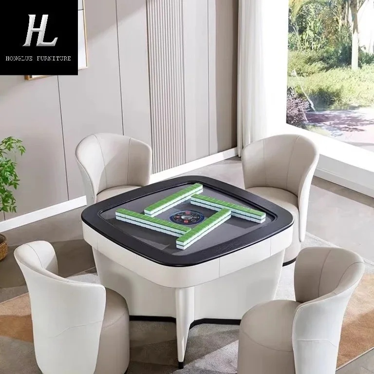 Mahjong Table Fully Automatic Home Silent Cream Color Modern Creative Simple Design Mahjong Machine