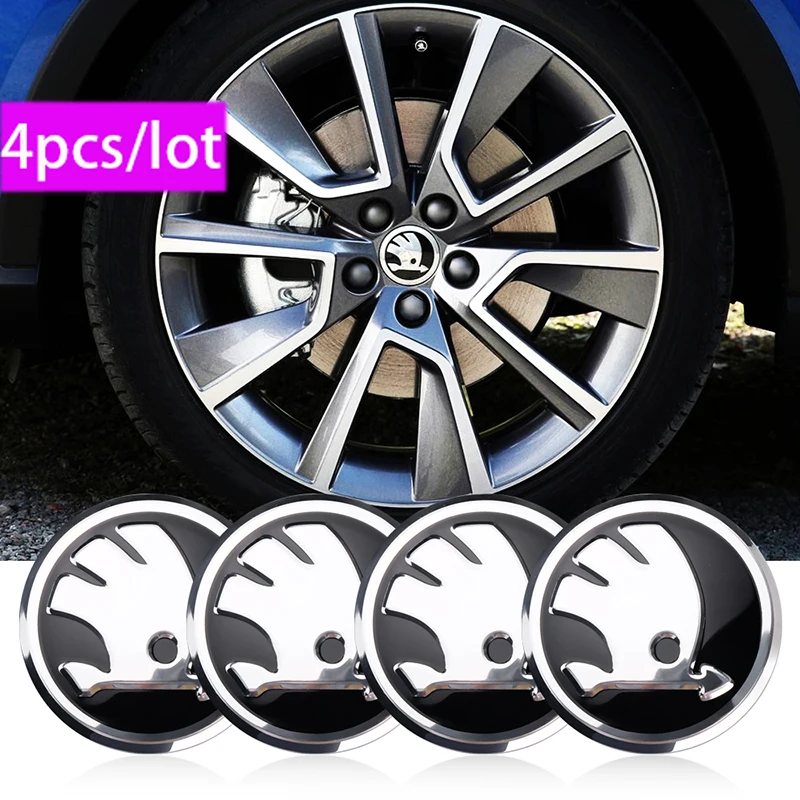 4Pcs Car Hub Cap Wheel Dust-proof Covers Sticker Decor For Skoda Octavia Fabia Rapid Yeti Superb Octavia A 5 A 7 2 Car Styling