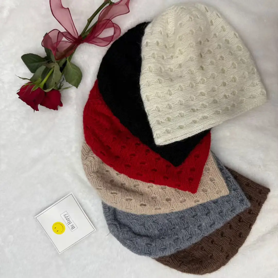 New Autumn Winter Rabbit Fur Hat For Women Woolen Solid Soft Skullies Beanies Ski Cap Warm Best Matched Female Bonnets Caps Gift