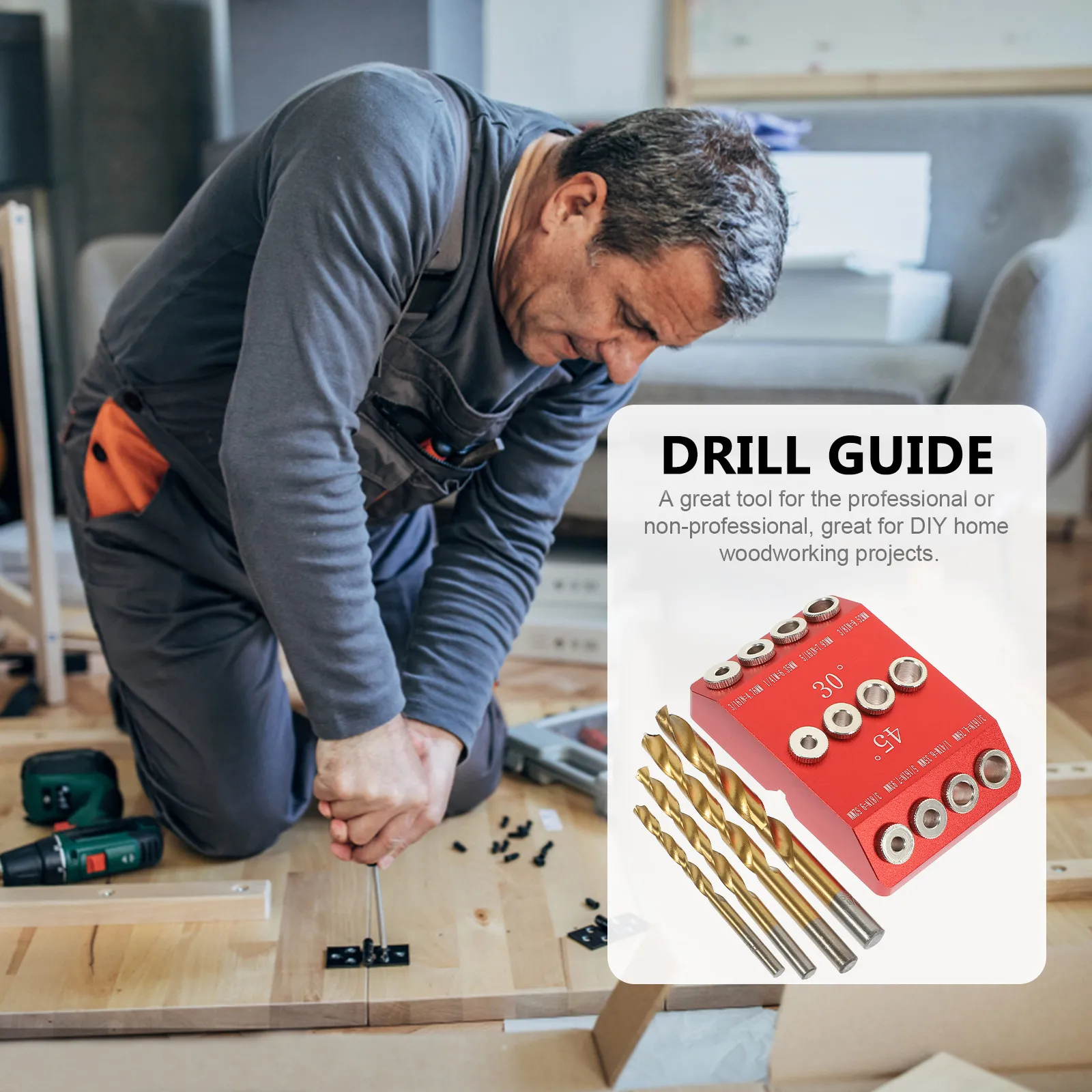 1Set Drill Guide Angled Hole Drill Jig 30 45 90 Degree Woodworking Hole Puncher Portable Template Guide for Stairs Furniture
