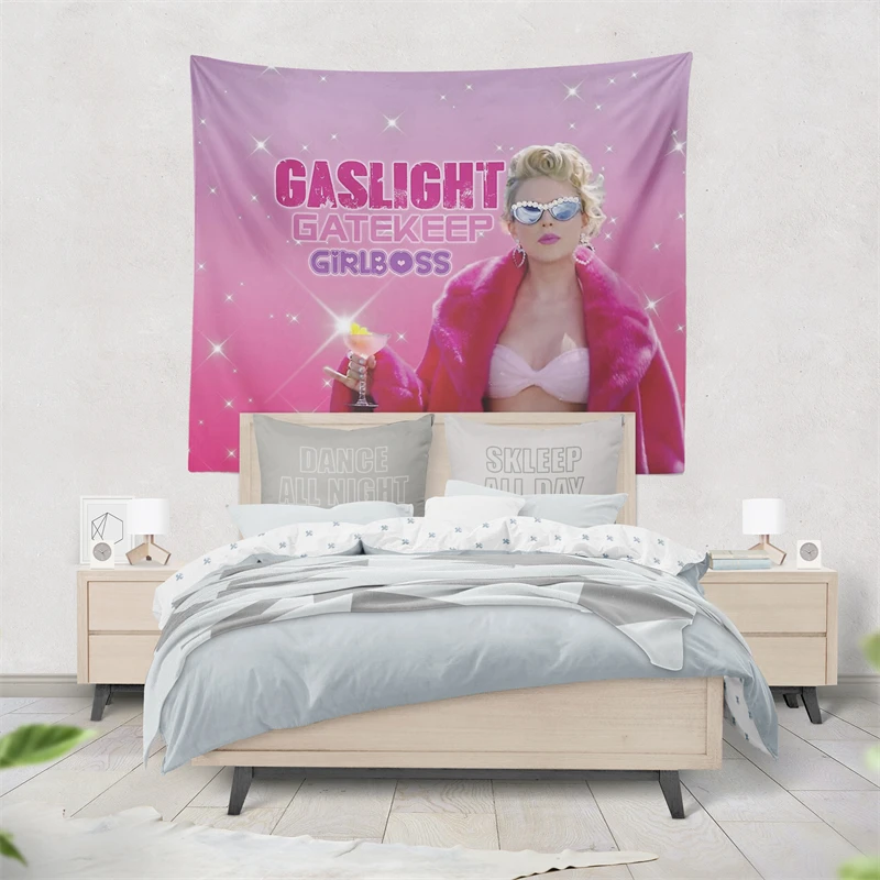 Aertemisi Gaslight Gatekeep Girlboss Taylor Funny Meme Tapestry Wall Hanging Art for Bedroom Living Room Decor Party Backdrop - Image 5