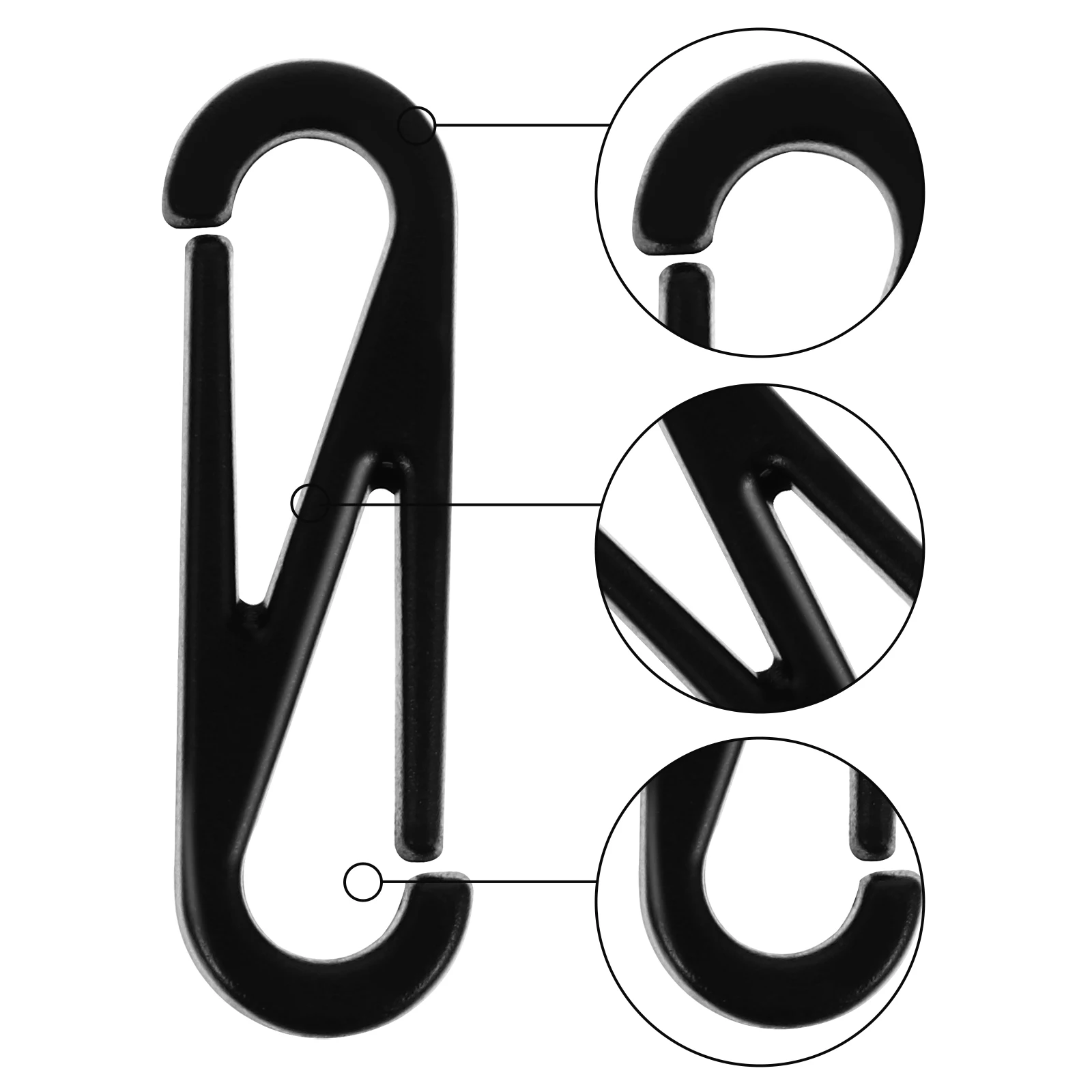 

100pcs 8 shaped Hooks Durable Plastic Buckle Claw Carabiner Spring Hanging Sock Lanyard Accessories Black Lobster Clasp Hook