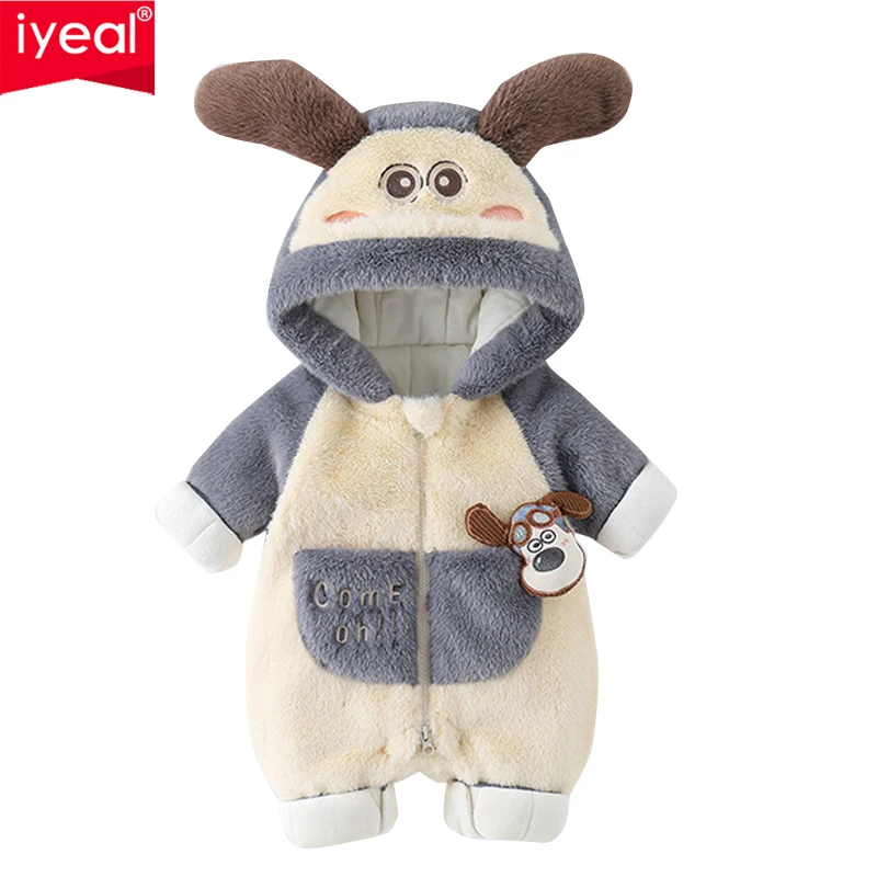 

IYEAL зимняя одежда с милыми кроличьими ушками, детская одежда, пальто для девочек, комбинезоны, детские комбинезоны для мальчиков, крутые зимние комбинезоны