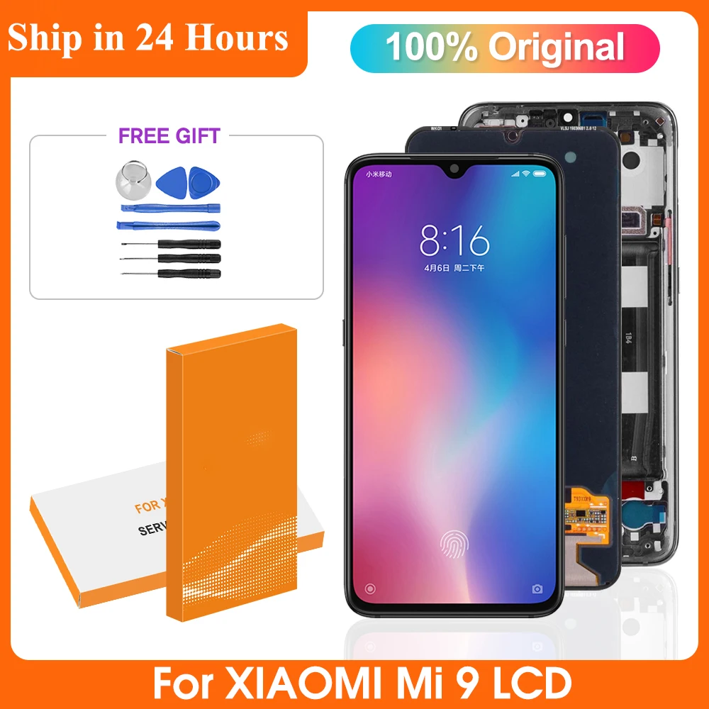 

6.39" Original For Xiaomi mi 9 LCD Display Touch Screen Digitizer Assembly Replacement For Xiaomi mi9 M1902F1G lcd, with frame