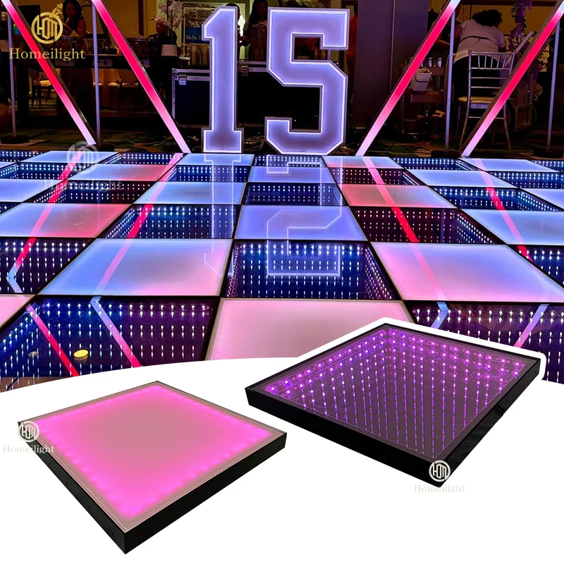 

New Arrival 3D Mirror + Matte Dance Floor LED DJ Uplights for Weddings Events Party Club Disco