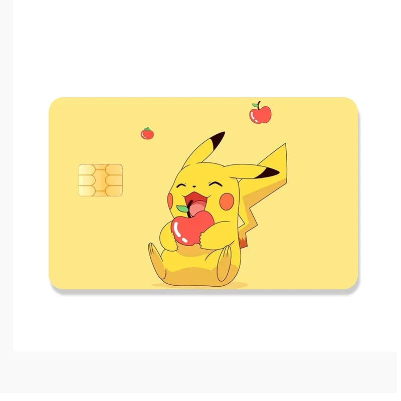 Autocollants Pokémon Anime pour carte de crédit, autocollants Kawaii, carte bancaire de débit, autocollant de couverture de protection, puce grande et petite