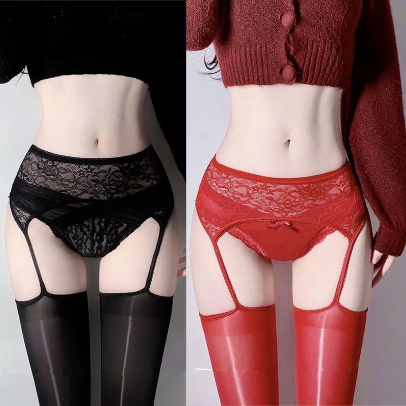 Lace Sling Horse Oil Socks Oily Stockings Stockings Stockings Silky Anti-Snagging Tights Shiny Red