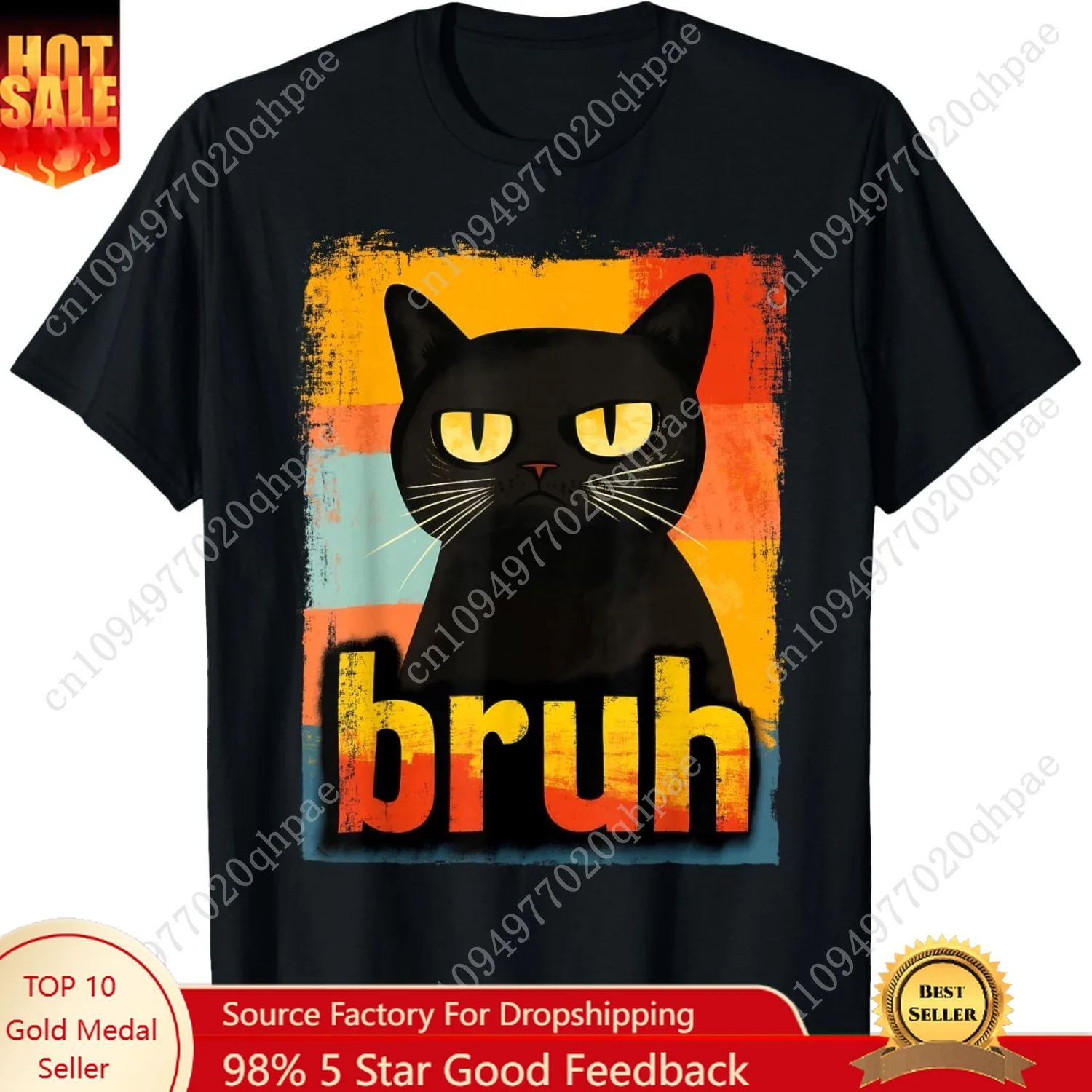 تي شيرت مضحك Cat Bruh للمراهقين والأولاد والبنات والرجال والنساء برسومات ميمي