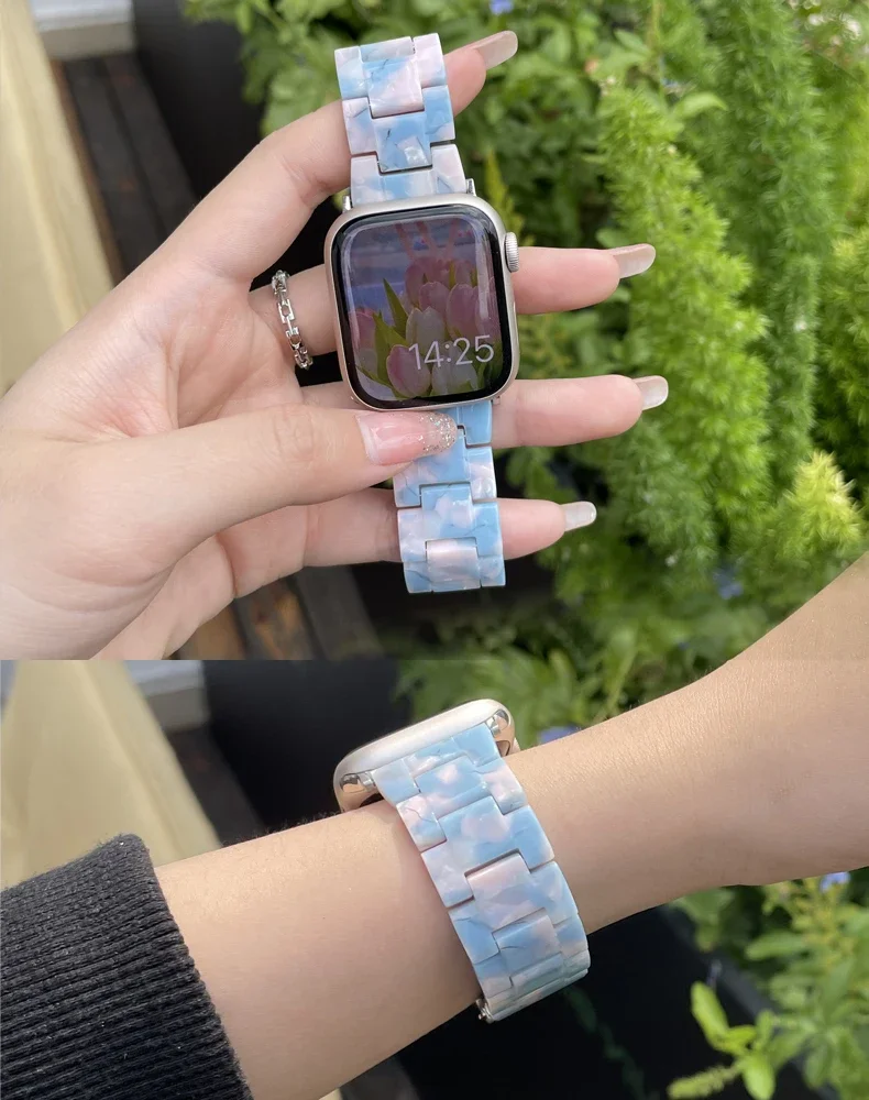 Pulseira de resina para Apple Watch, pulseira para iWatch Series 8, 7, 6, 5, 4, 3, 2, 1 Ultra 2, 44mm, 40mm, 45mm, 49 milímetros, 38 milímetros, 42 milímetros, 41 milímetros