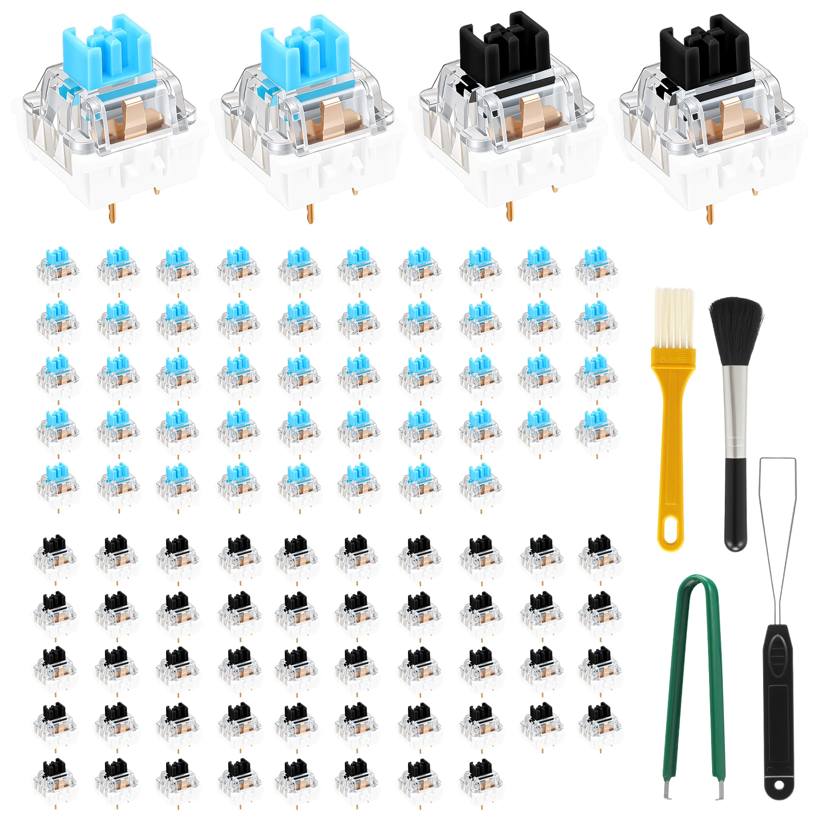 150/50-teiliges Set mechanischer Tastaturschalter, 3-polige Clicker, transparent   Hot-Swap-fähige RGB-Tastatur mit Hintergrundbeleuchtung und Ausziehwerkzeug für Gaming-Typen
