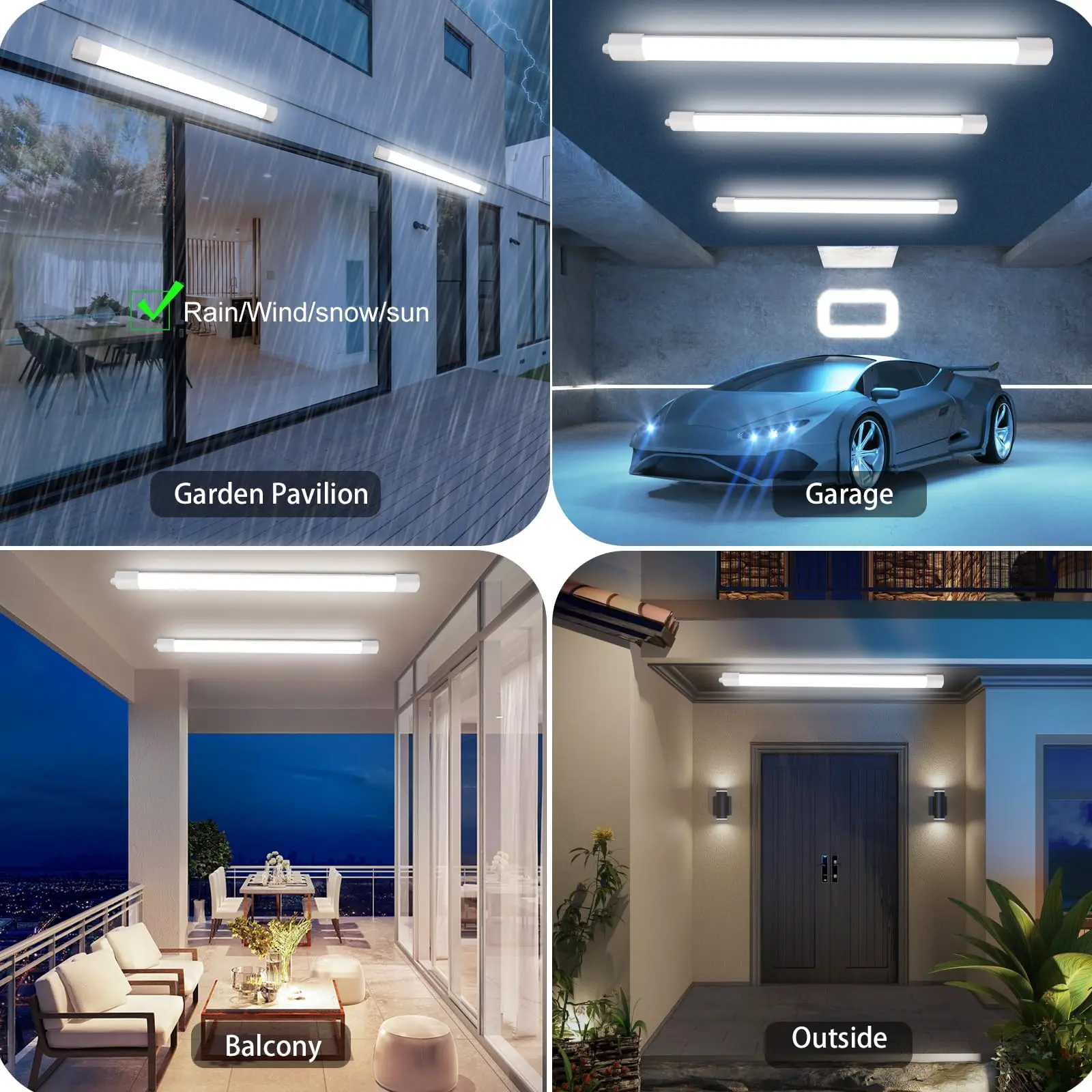 120 cm LED-Nassraumleuchte, 36 W, 4000 K Neutralweiß, IP65 wasserdichte Röhre für Garage, Keller, Werkstatt, Büro, Badezimmer – Detail 2