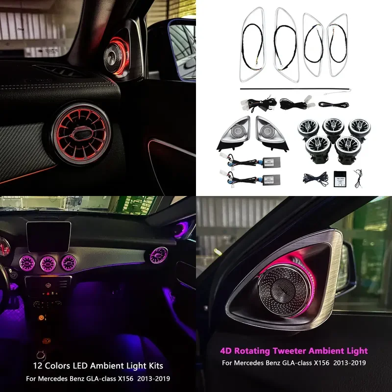 high quality X156 12-Colors LED Ambient Light Kit for Mercedes Benz GLA-class 2013-2019 W156 Luminous Air Vent 4D Rotating