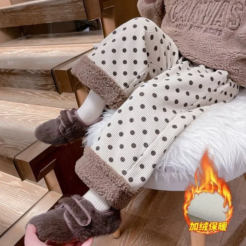 الفتيات الخريف الشتاء مستقيم الجينز الاطفال صوف مبطن بنطال ذو قصة أرجل واسعة القطن الخالص رشاقته الدافئة المتسكعون السراويل الاطفال الملابس