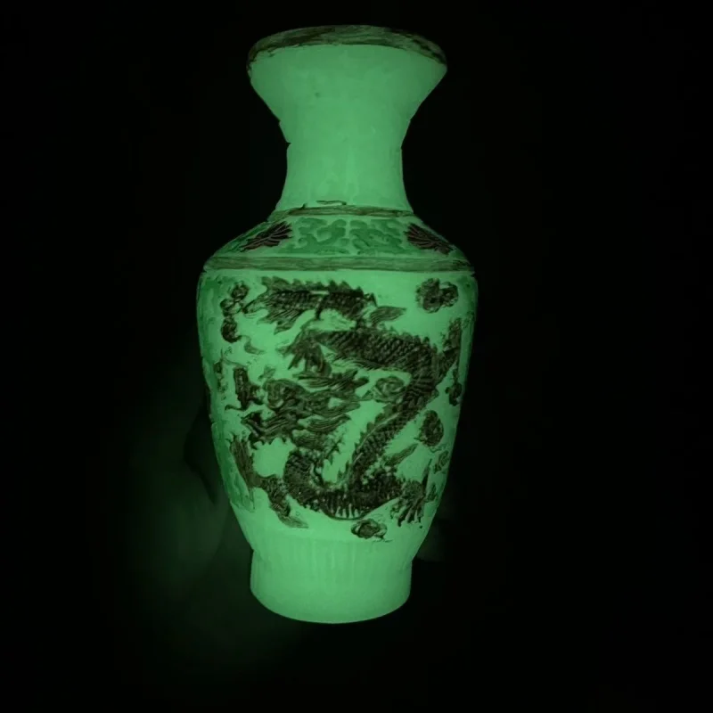 

Antique Style Jade Night Light Color and Gold Resin Vase Ornament Dragon and Phoenix Vase Antique Collection Home Decoration Cra