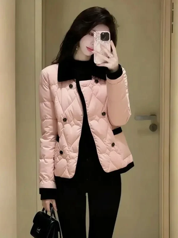 

Розовое хлопковое женское джето ранней осени с воротником-стойкой, модное супер красивое пальто Ele Lady Sle для женщин