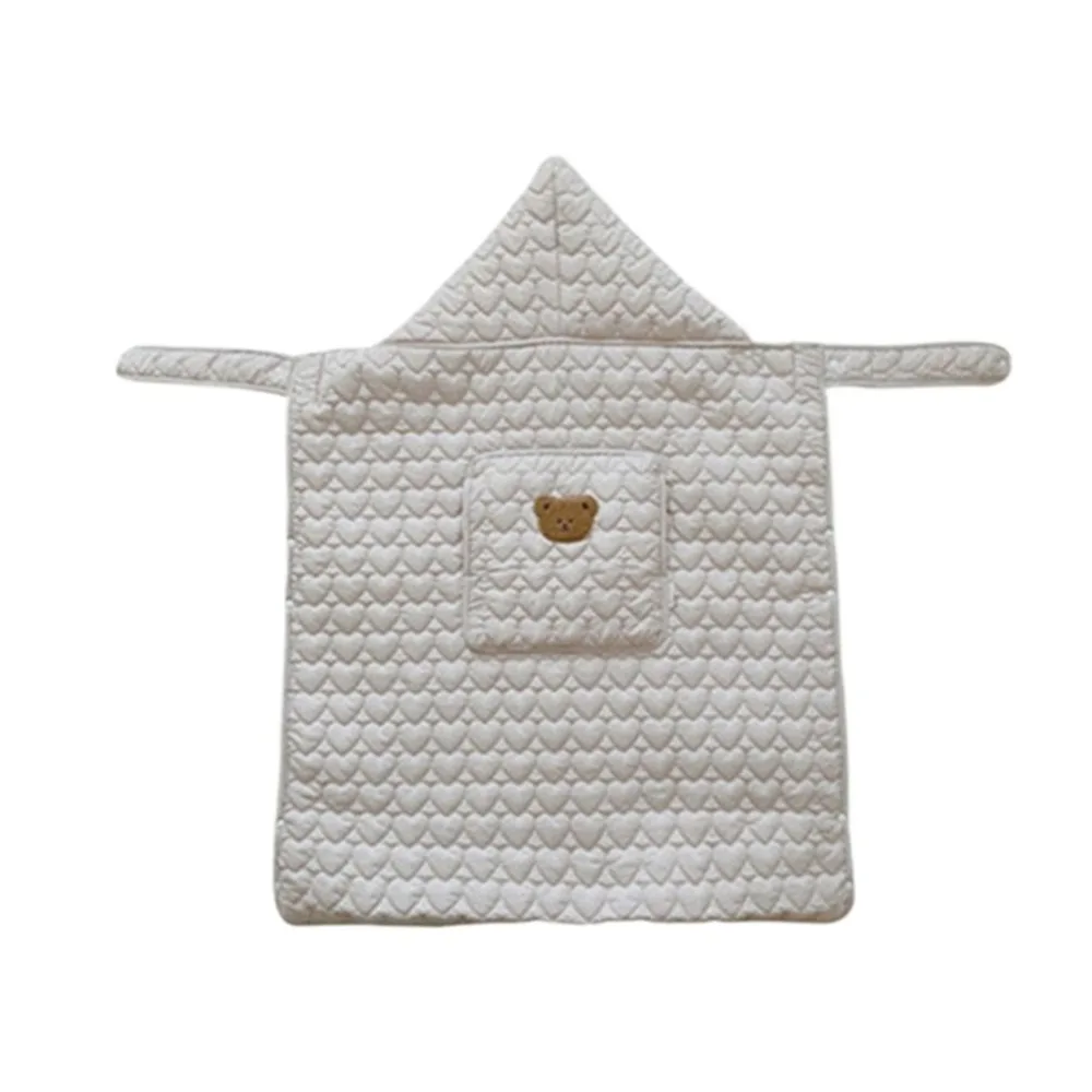 

Cartoon Bear Baby Stroller Blanket Windproof Adjustable Waist Infant Hooded Cloak Thicken Warm Portable Sleeping Quilt Travel