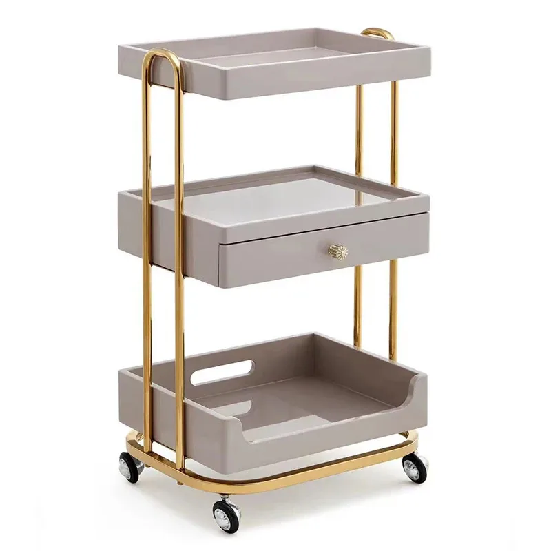 Metal White Hairdressing Trolley Rolling Portable Beauty Salon Trolley Pasta Drawers Carrello Attrezzi Spa Furniture MQ50TC