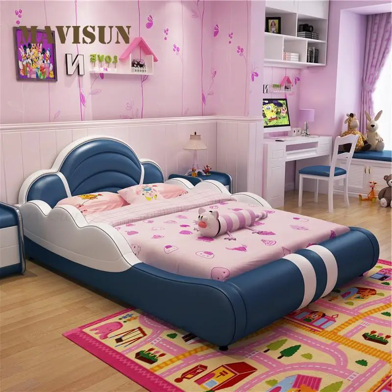 Lit de princesse rose pour enfants, meubles de chambre à coucher pour filles, mignon, créatif, moderne, minimaliste, personnalité, dessin animé, lit simple pour enfants