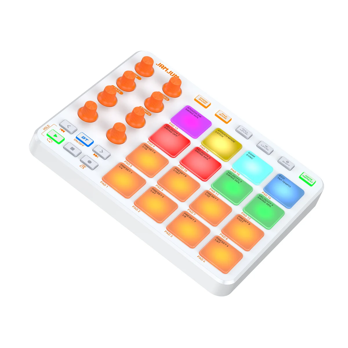 

MIDI-контроллер JAMJUM JP-1 Pa: MIDI-контроллер с низкой задержкой и выходом BT и 3,5 мм — подсветка для создания бесшовной музыки