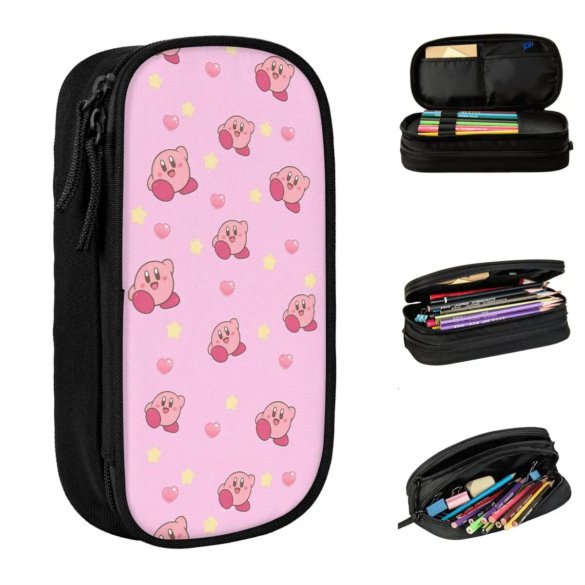 K-Kirbys Cartoon Stars Kawaii Pencil Cases Fashion Anime Game Cute Pen Box Bags Big Capacity School Supplies Gifts Pencil Pouch