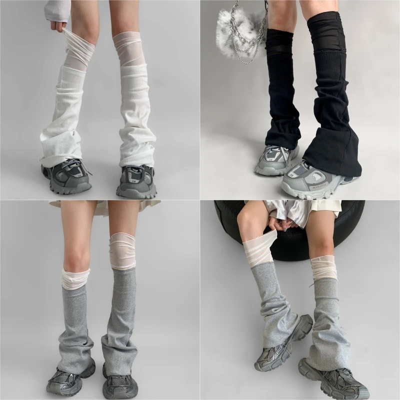 

New Dsign Spicy Girls Punk Thin Leg Warmers Japanese Style JK Pile-up Socks Women's High Street Mesh Leg Covers Y2k Accessories