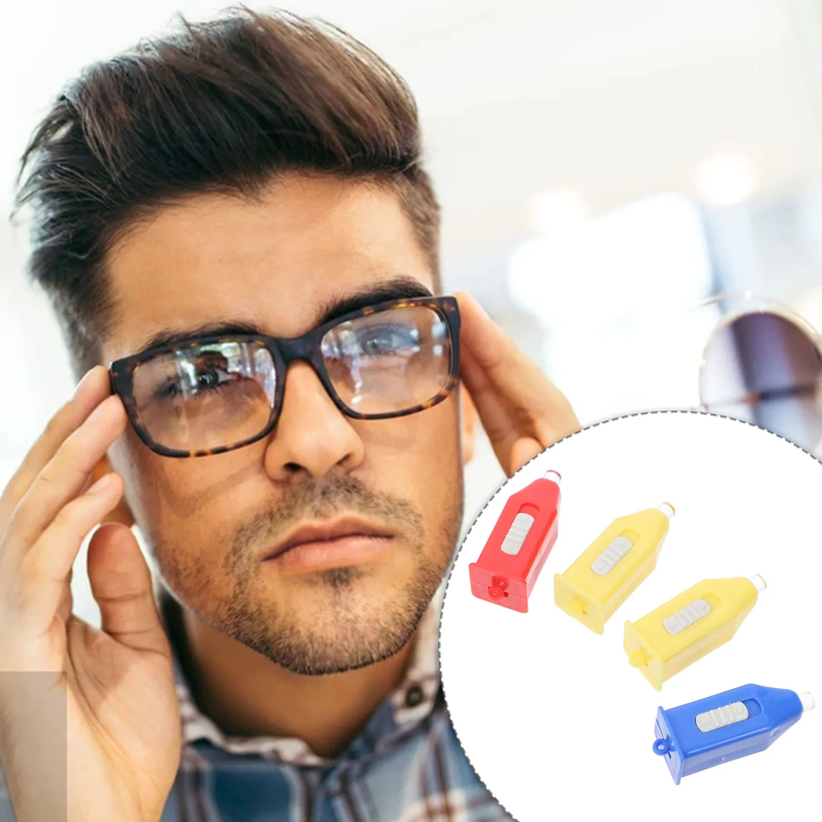 4 pezzi lampada per test anti luce blu occhiali in plastica luce di rilevamento per il monitoraggio della protezione degli occhi dello schermo del computer
