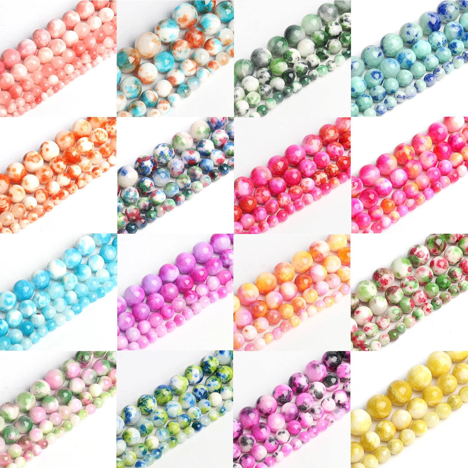 4-12mm Persian Jades Beads Smooth Spacer Jasper Stone Beads Loose Round for Jewelry Charms Bracelets Making DIY Accessory