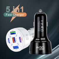 5 Port 65W USB Car Chargers Type C Car Charger Fast Charging PD QC3.0 Phone Charger in Car For iPhone Xiaomi Huawei Samsung