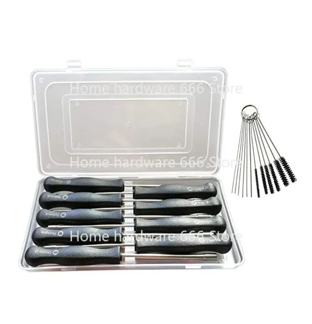 9-piece Set of Screwdrivers for Carburetor, Transparent Box Packaging with Brush.