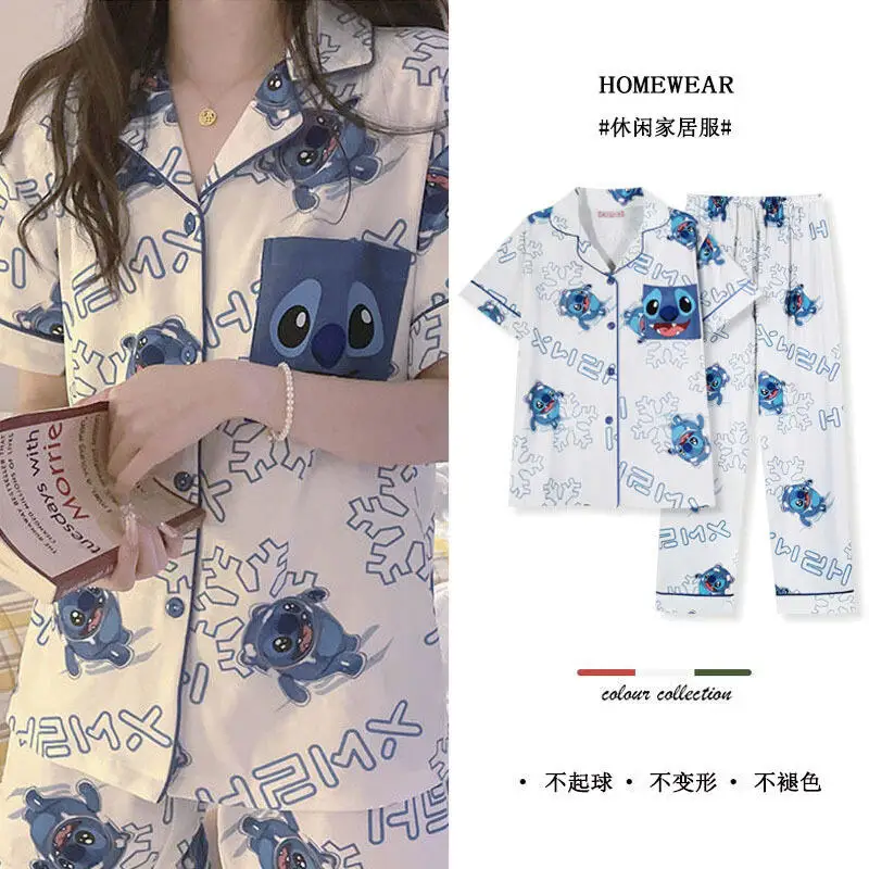 2 قطعة أنيمي لطيف طباعة المرأة بيجامة الحلو فتاة سترة قصيرة الأكمام بنطلون ملابس المنزل الكرتون Kawaii طالب بيجامة مجموعات