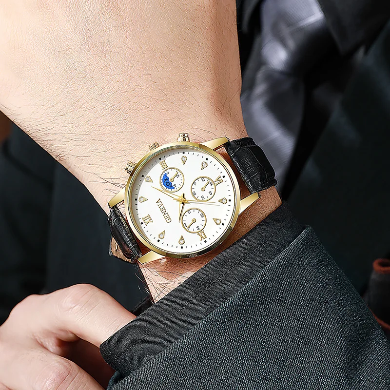 Men Business Luxury Men Watch Leather Strap Wrist Watches Man Clock Quartz Wristwatch Men's Watch Reloj Hombres Montre Homme