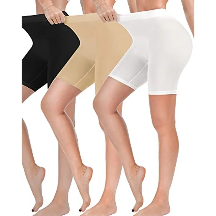 

Reamphy 3 Pack Slip Shorts for Women Under Dress, Comfortable Smooth Yoga Shorts, Workout Biker Shorts