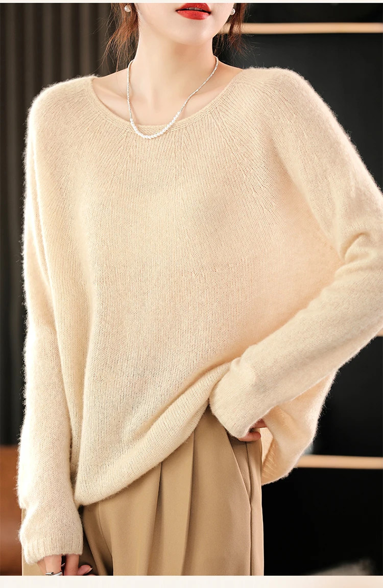 

Women 100% Cashmere SweaterPullover Basic Bottom Cashmere Knitwear Spacious Grace Autumn Winter Female Clothing Tops