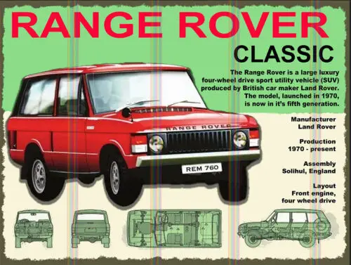 Range Rover Classic Theme Retro style metal tin sign/plaque