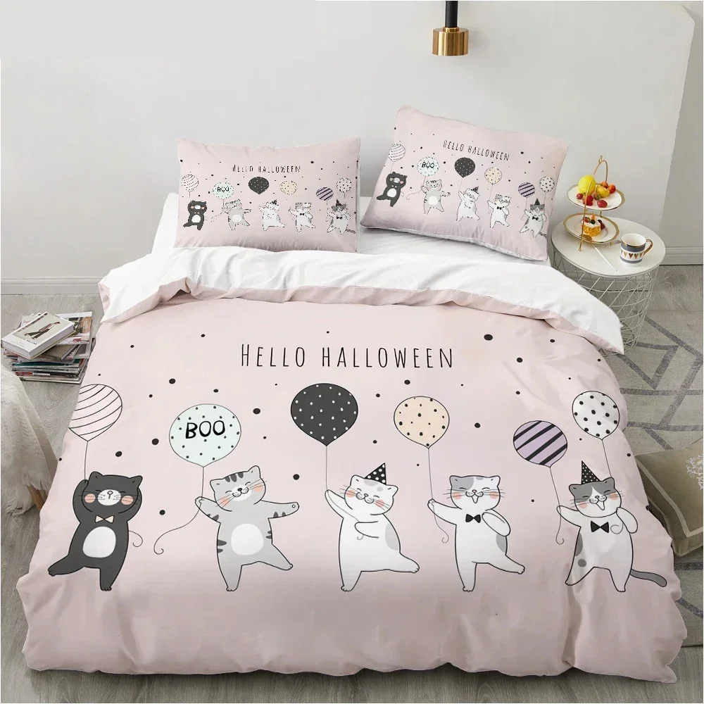 2026 Cartoon Cat And Fish Bedding Set,Duvet Cover Comforter Bed Set Quilt Cover Pillowcase,King Queen Twin Size Boys Girls Adult