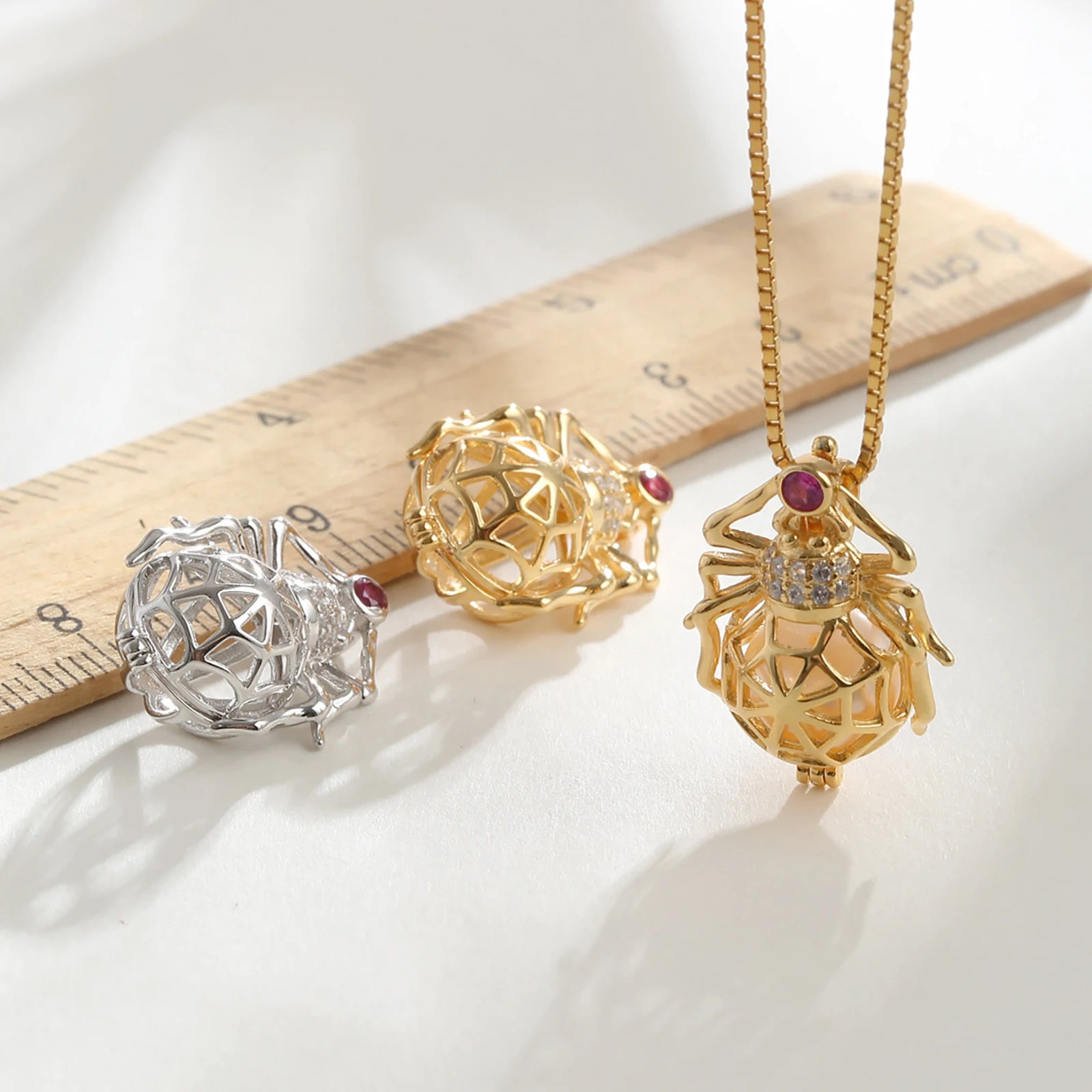 925 Sterling Silver Spider Cage Pendant Blank Can Be Opened Settings Incense BalIs,Pearls DIY Necklace Charm Jewelry Making