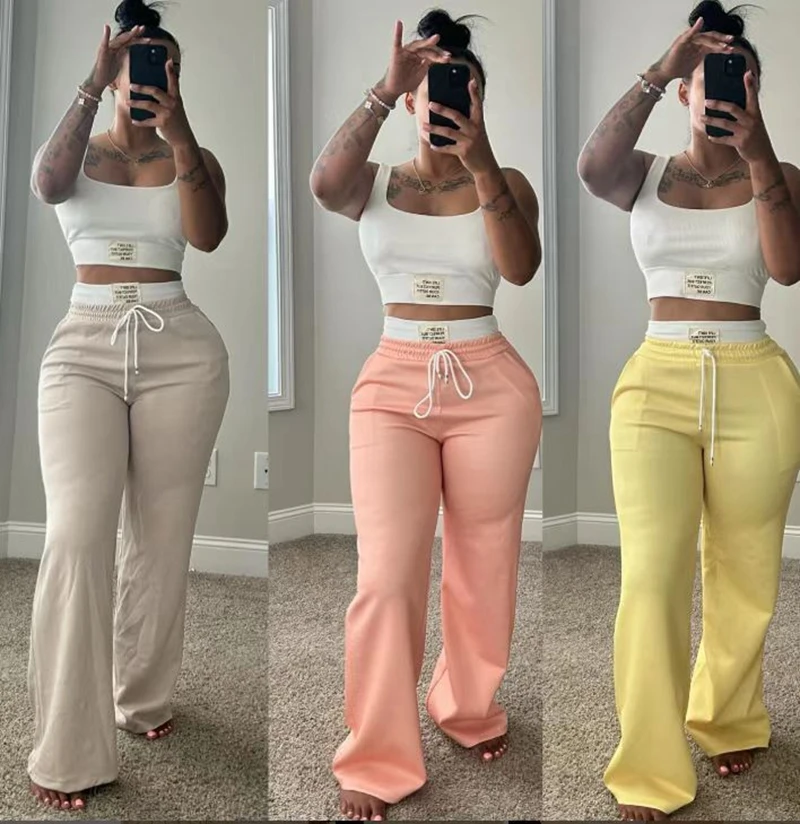 

STYLISH LADY Letter Printed Yoga 2 Piece Set Women Sleeveless Crop Top and Drawstring Pant Suits 2025 Autumn Fitness Tracksuits