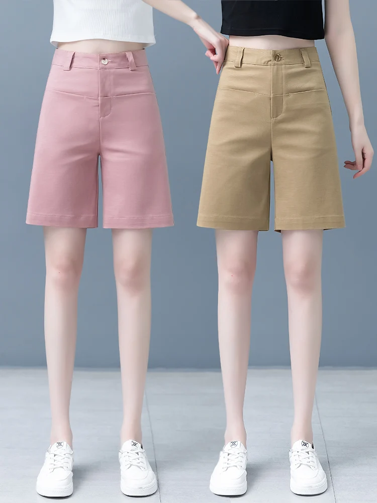 

High Waist Loose Casual Pants Women's Summer New Style Suit Short Pants Thin Wide Leg Five-Point Pants Cotton Breathable