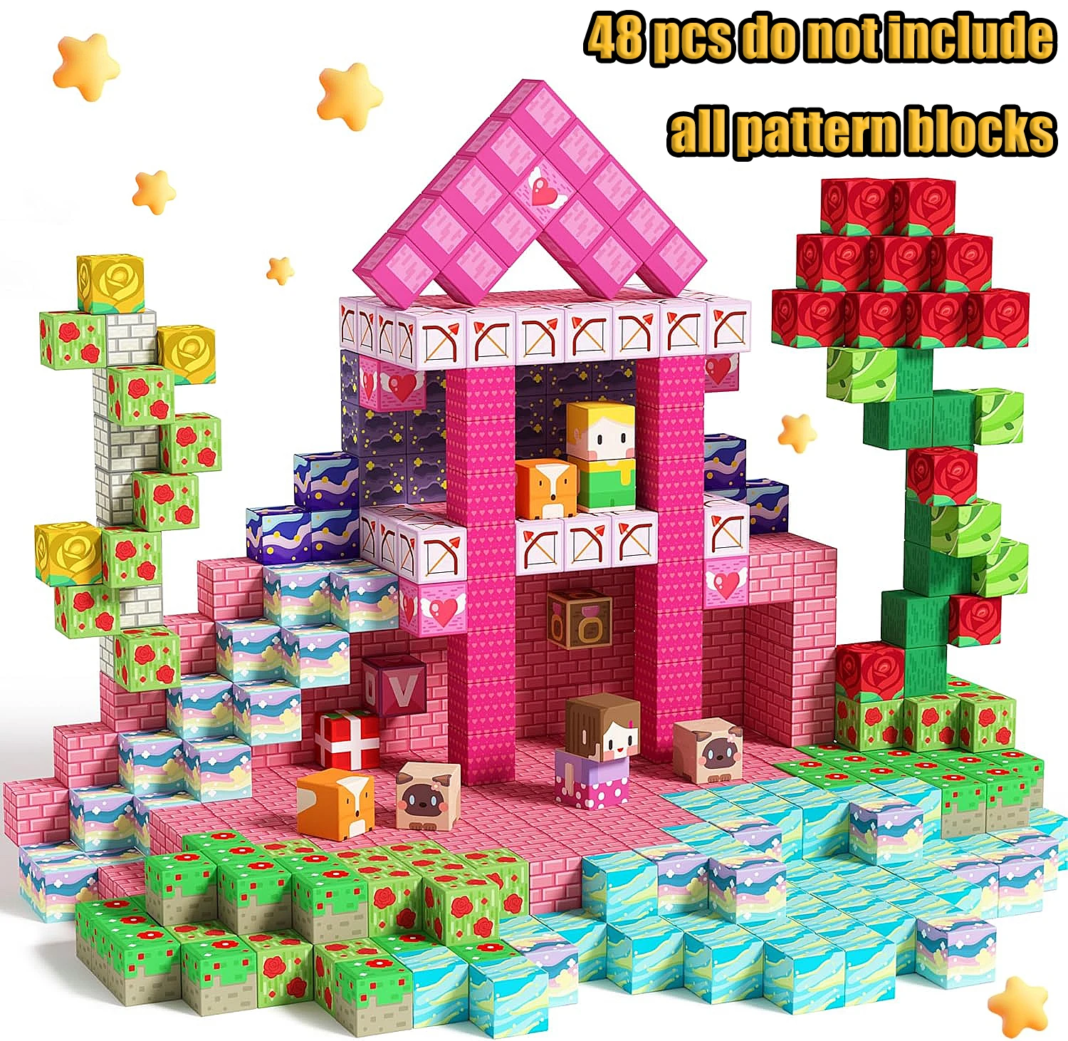 Neue Magnetische Bausteine Minenwelt Magnetische Gemütliche Waldhütte Konstruktions-Bausteine STEM Jungen Mädchen Kinder Spielzeug-Set Geschenk