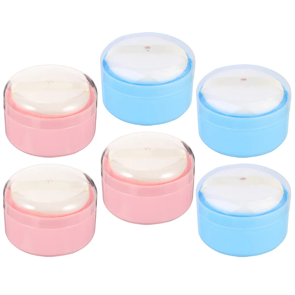

6Pcs Baby Body Powder Puff Box Portable Lightweight Empty Powder Container Soft Sponge Dusting Puff for Travel Summer Care