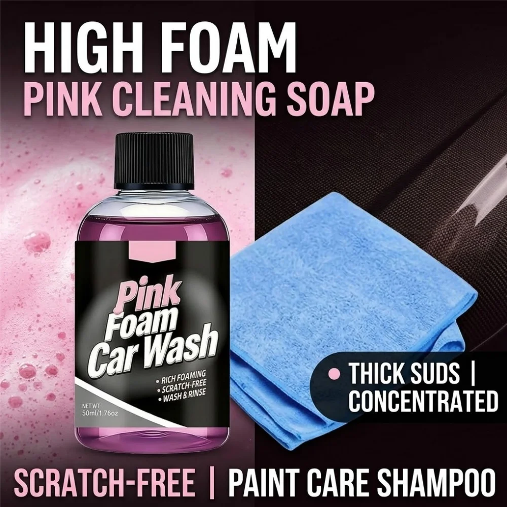 High Foam Car Wash Pink Cleaning Soap Thick Suds Scratch-Free Auto Detail Shampoo Concentrated Car Wash Foam Paint Care Spray