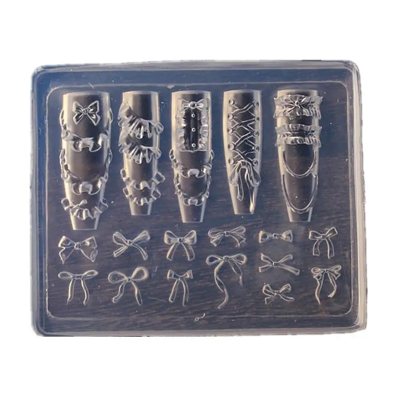 1 Stück Niedliche Schleifenband 3D-Schnitzvorlage Elegante Schleife Silikon-Nagelkunstformen Gel-Druckschablonen Japanisches Nagelzubehör – Detail 5