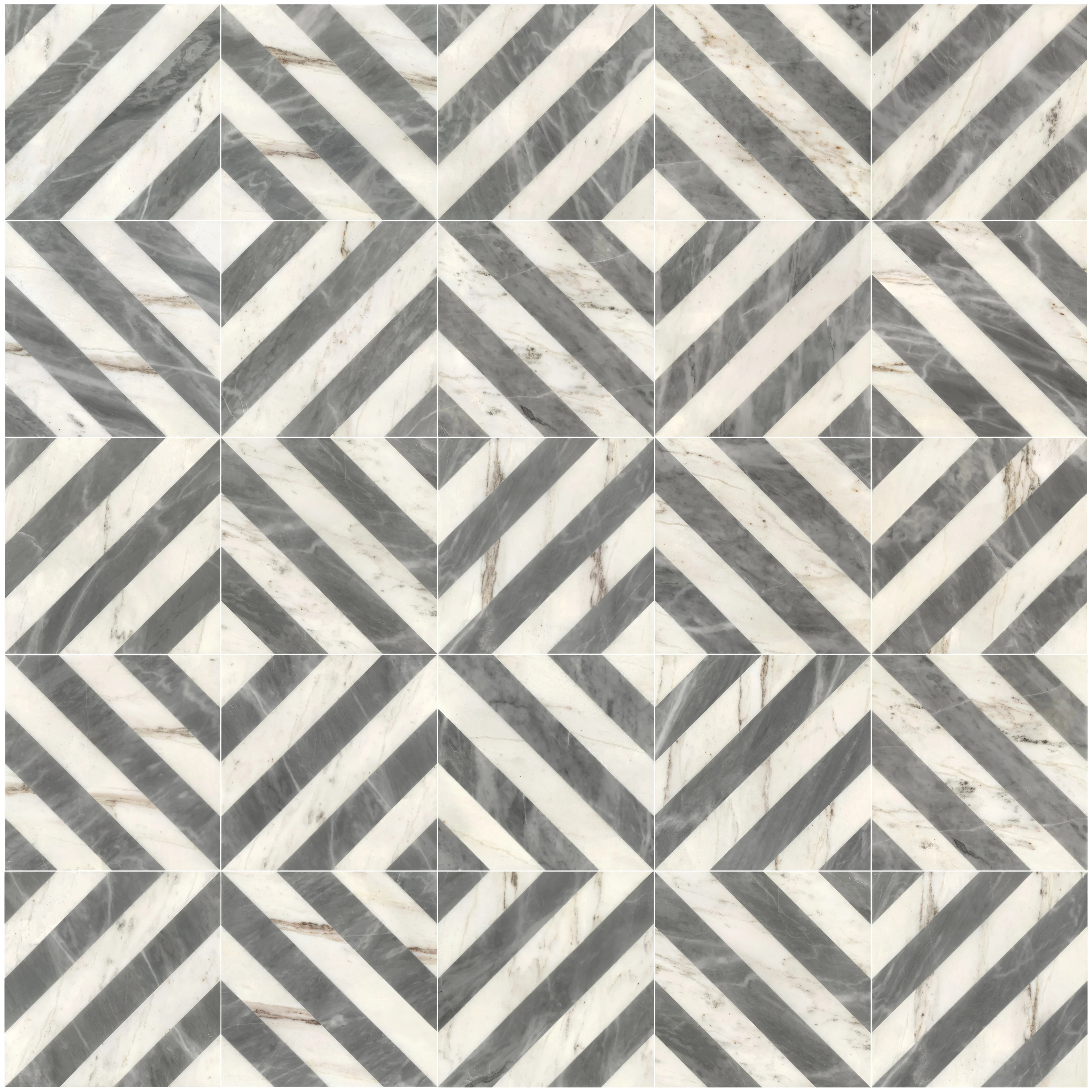 Realizza piastrelle in marmo Variazioni naturali naturali Piastrelle per ambienti Variazioni uniche Waterjet 12 * 12 Marmo a getto d'acqua, Bianco Grigio 2 colori