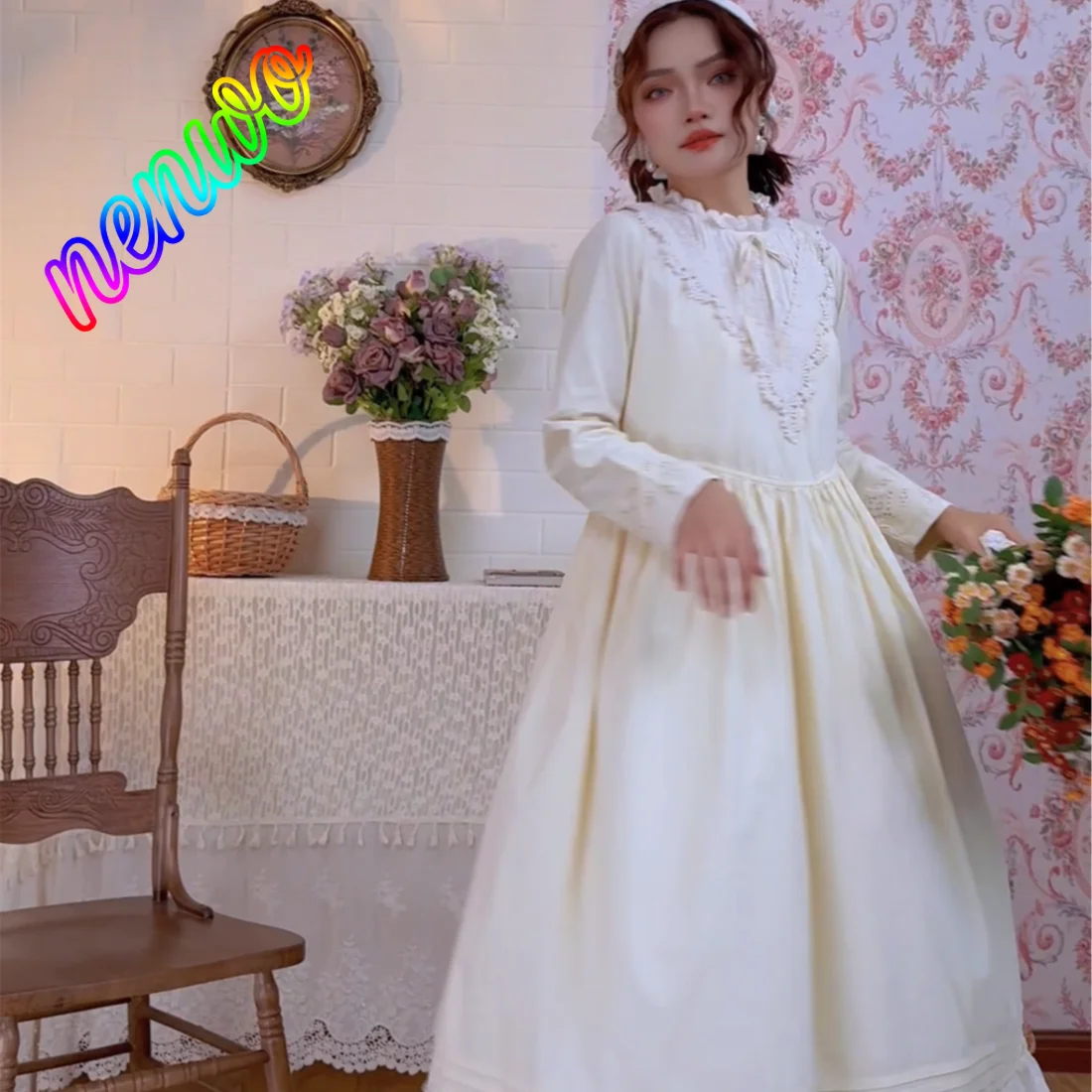 

Французские элегантные вечерние платья для женщин, осеннее платье с длинными рукавами, с милым бантом, кружевными расклешенными рукавами, в стиле ретро, платья-принцессы.