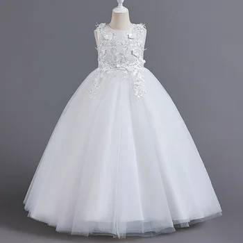 Girls Green Eid Princess Tulle Dress 2 Children's Girls Dresses For Eid Luxury Party Princess Dress 4-12 Years Old Kids Girl Long Dress Robe Tulle Green Clothing 2