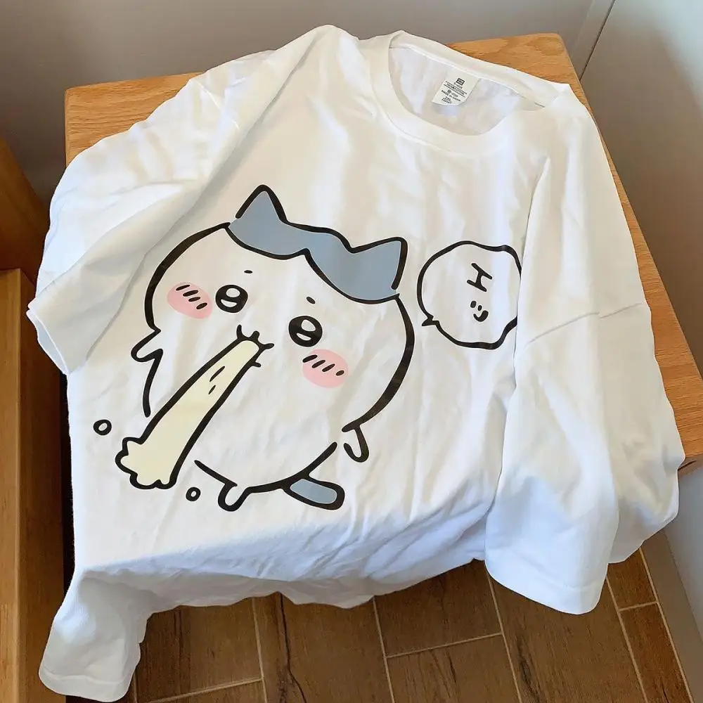 Summer Chiikawa Pajamas Anime Usagi Hachiware Cotton Round Neck Short Sleeved Pants Loose Cartoon Japanese Home Clothes Kawaii